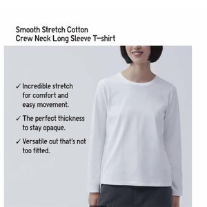 Uniqlo Smooth Stretch Cotton Crew Neck Long-Sleeve T-Shirt